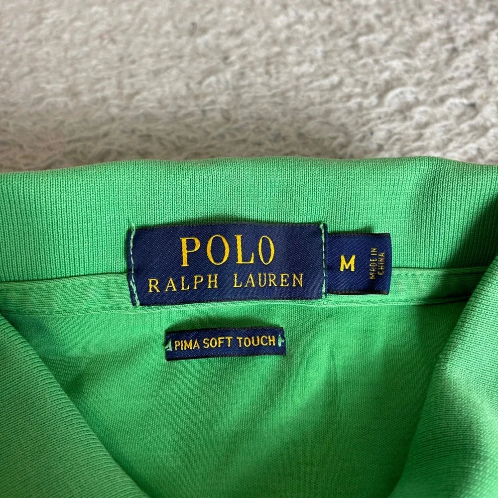 Polo Ralph Lauren Mens Green Pima Soft Touch Cotton Polo Shirt Size M Classic